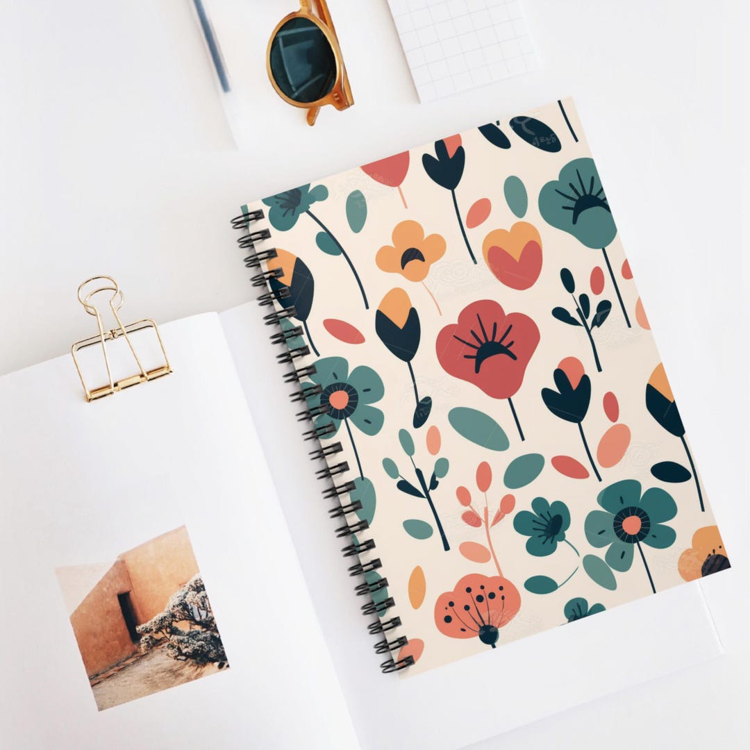 Petal Shape Icons Spiral Notebook, Ruled Line Journal, Artistic ...