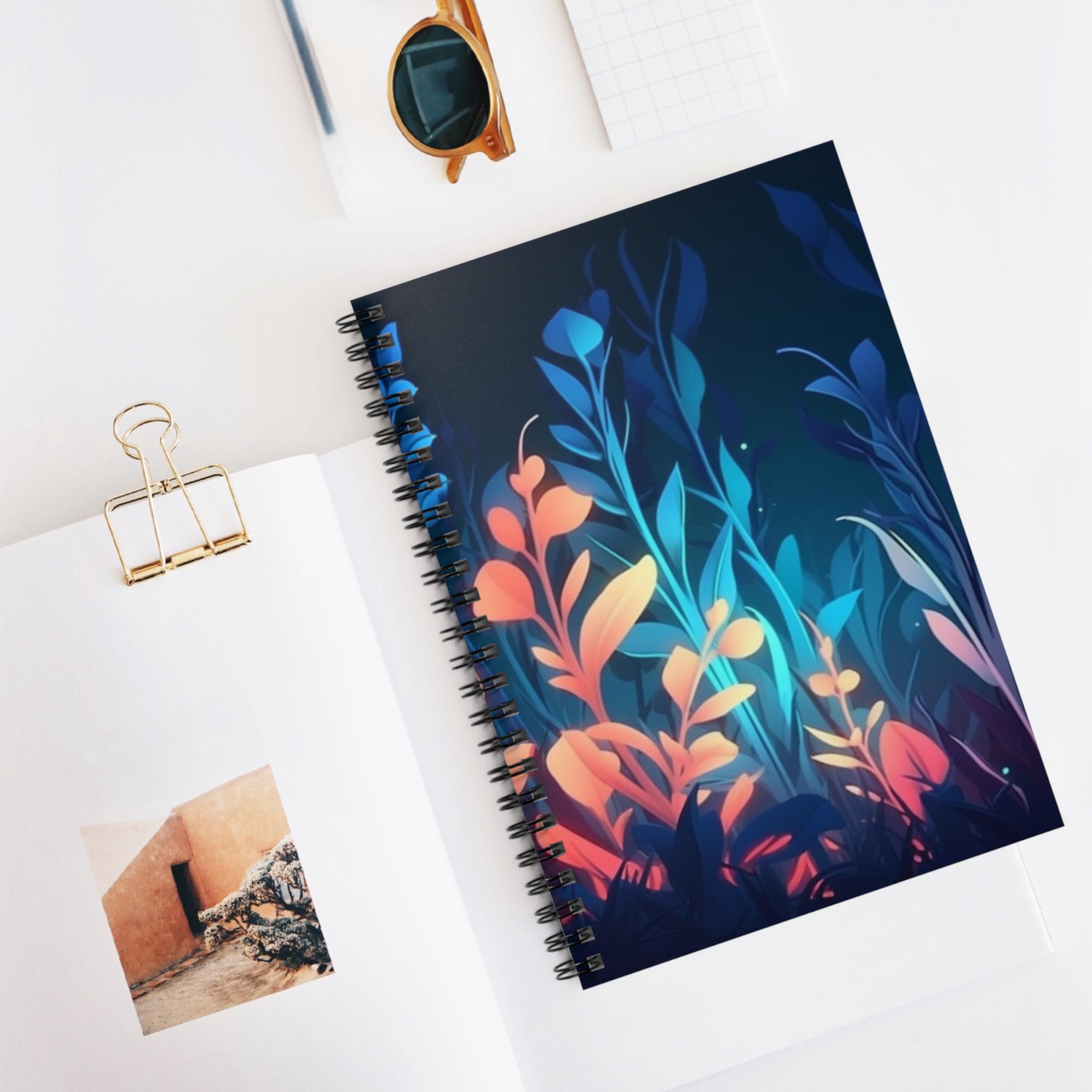 Enchanted Leaf Glow Spiral Notebook, Ruled Line Journal, Artistic ...