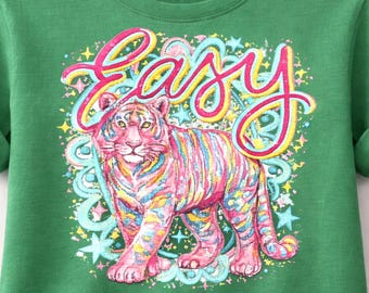 PNG de tigre preppy fácil, diseño de camiseta popular ahora, tendencia de acuarela costera, PNG sarcástico y divertido, sublimación veraniega femenina para el día a día