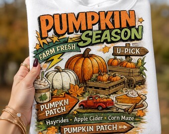 Pumpkin Season Png, Fall Vibes PNG, Fall PNG, Varsity Design, Retro Fall Png, vintage, Autumn Png, Pumpkin Farmhouse Clipart, Summerween