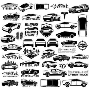 Cybertruck Svg-bundel, 30+ Cyber Truck Png, Tesla Cybertruck Poster, Tesla Svg, Cybertruck muur Clipart, elektrisch voertuig Svg voor circuit