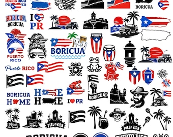Paquete SVG PNG de Puerto Rico, Bandera de Puerto Rico, Coqui Svg, Garita Svg Taino Frog Svg, Puerto Rico Clipart, Latina Svg,El Morro Puerto Rico SVG