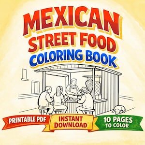 Mexican Street Food Stands Coloring Book | Libro para Colorear de Puestos de comida callejera Mexicana | Printable | Descargable | PDF