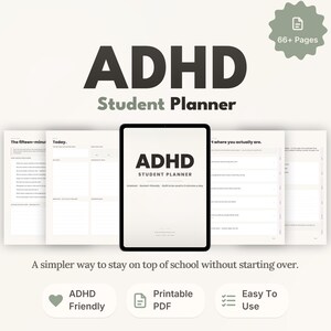 Pastel ADHD Student Planner Printable | Low Stimulation Undated Homework Tracker for Teens & College | GoodNotes Digital Download