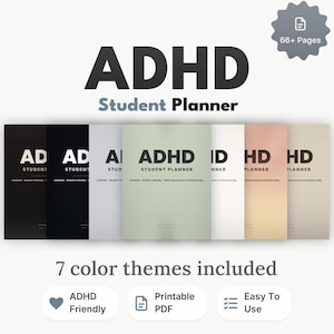 ADHD Student Planner Printable | 7 Editions Warm Dark Pastel & More | Back to School Homework Tracker for Teens | GoodNotes Digital Download