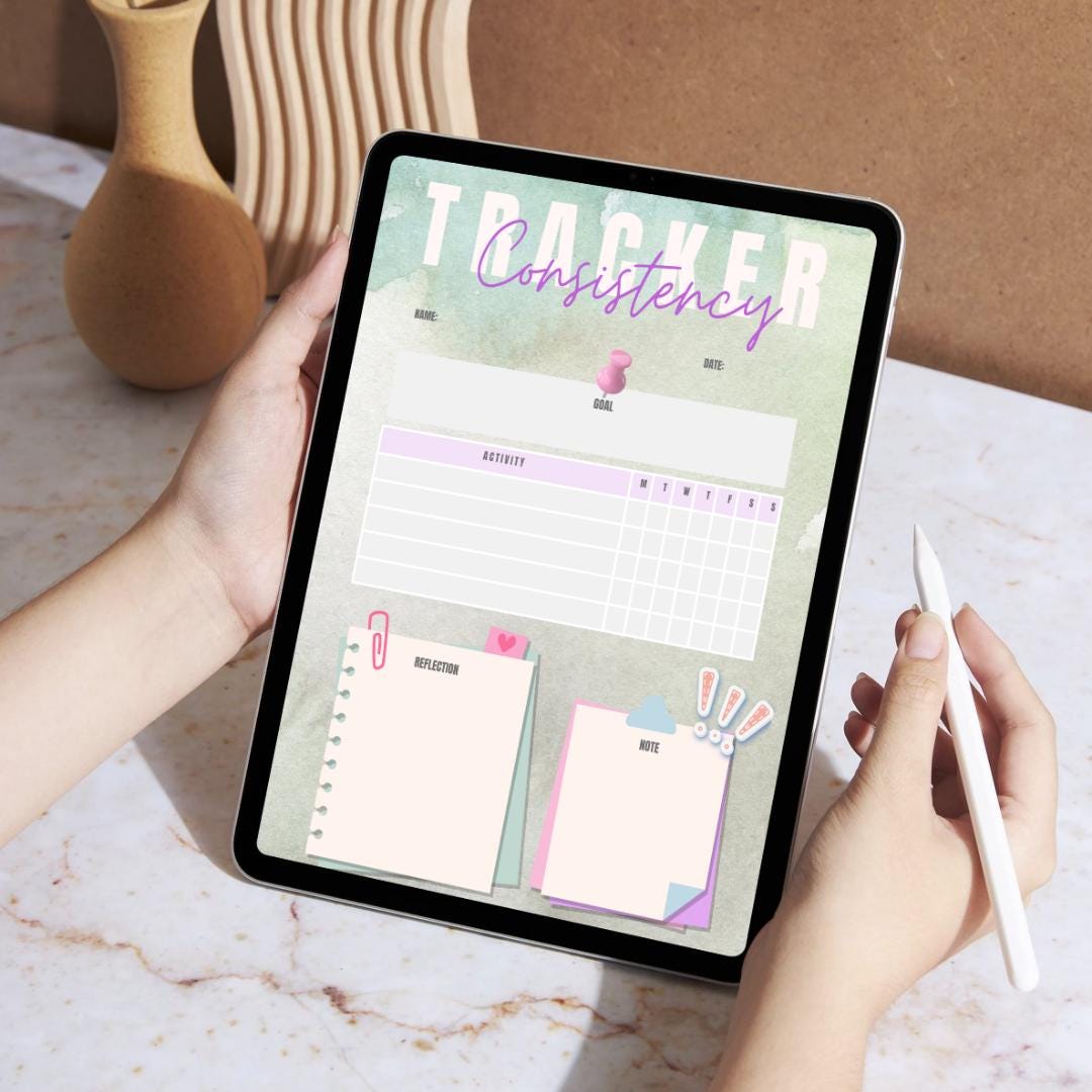 Consistency Tracker PDF PNG | Habit Builder | Daily Streak Log | Goal ...