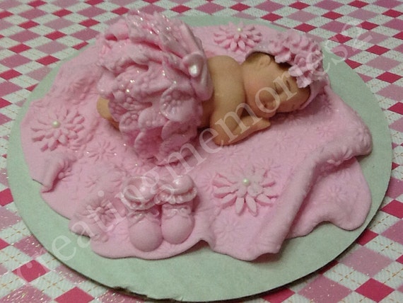 Baby Shower Cake Topper Fondant Edible Pink Tutu Baby Cake Etsy