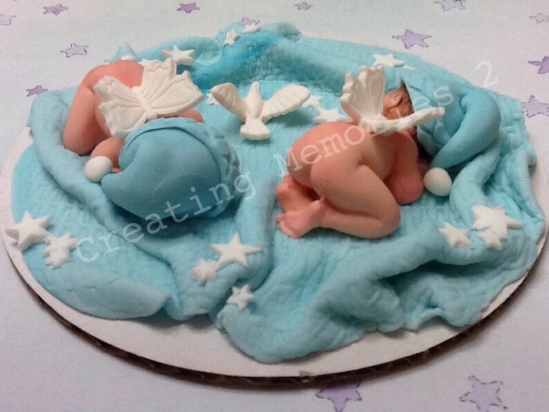Fondant Twin Angels Baby Cake topper Edible Sweet Baby Angel Etsy
