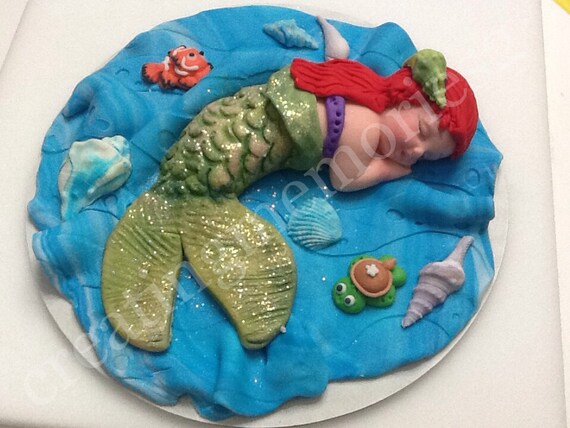 Sirenita Comestible Pastel Grande De Cumpleanos Para Tu Pastel Para Baby Shower Primer Cumpleanos Y Mas Para Las Ninas Ninos O Uno Cada