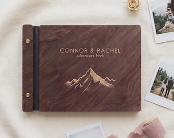 Wooden Instant Photo Guest Book, Personalized Mountain Design