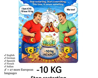 Weight Loss Tracker Printable – 10 KG Weight Loss Chart – Bet on Yourself Money Challenge – Fitness Progress Chart – 27 European Languages