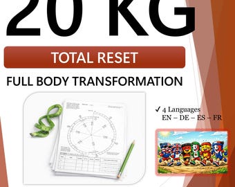 20kg Weight Loss Planner PDF – 20-25 Week Transformation Plan, Printable Spiral Tracker, Calorie Deficit & Macro Worksheets