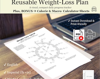 20 LB Weight Loss Planner PDF – 3 Month Spiral Tracker, Calorie Deficit & Macro Calculator, 90 Day Fat Loss System