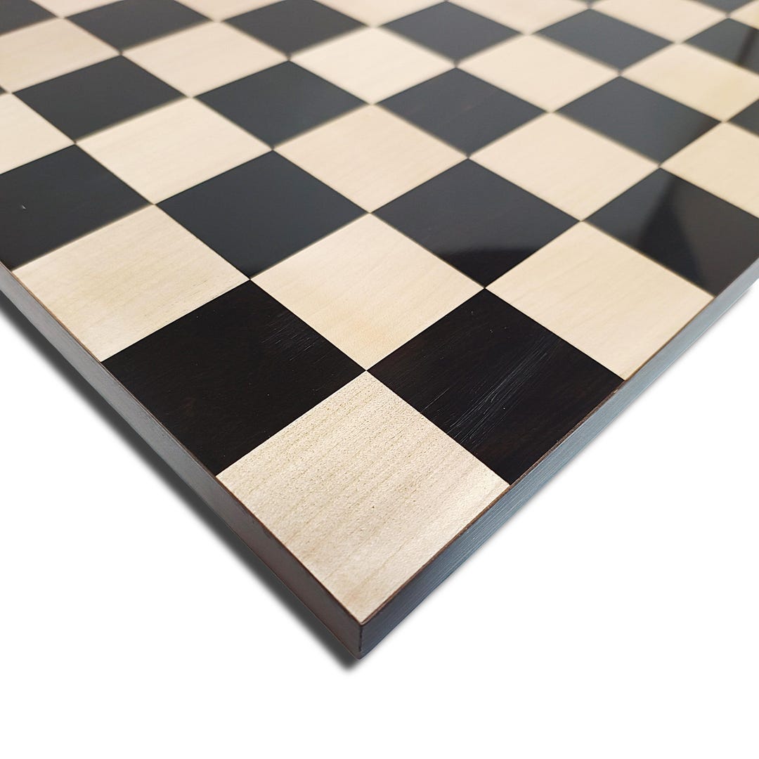 Borderless Ebony and Maple Wood Chess Board - 50mm Square - Glossy ...