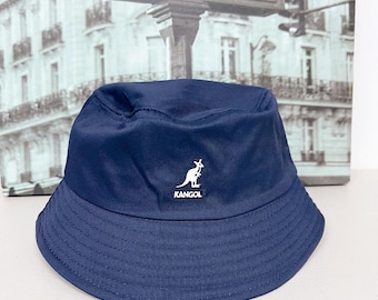 Kangol Washed Cotton Bucket Hat – Flat-Topped Fisherman Style Blue
