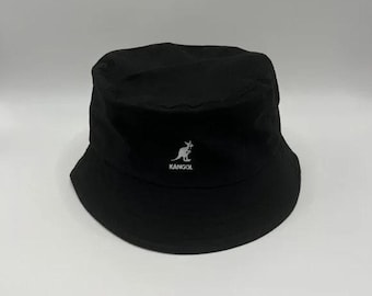 Kangol Washed Cotton Bucket Hat: Flat-Topped Fisherman Style, Black