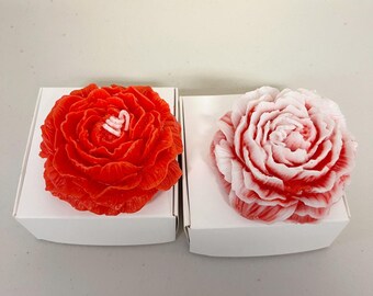 2PC 3D Peony Niedertemperatur-Dekor-Kerze Erwachsene Rose Duft