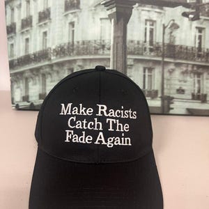 Anti-Trump MAGA-parodihatt, gör rasister rädda igen, unisex broderad pappahatt bild 1