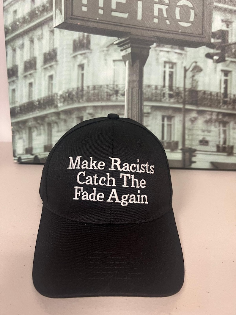 Anti-Trump MAGA-parodihatt, gör rasister rädda igen, unisex broderad pappahatt bild 1