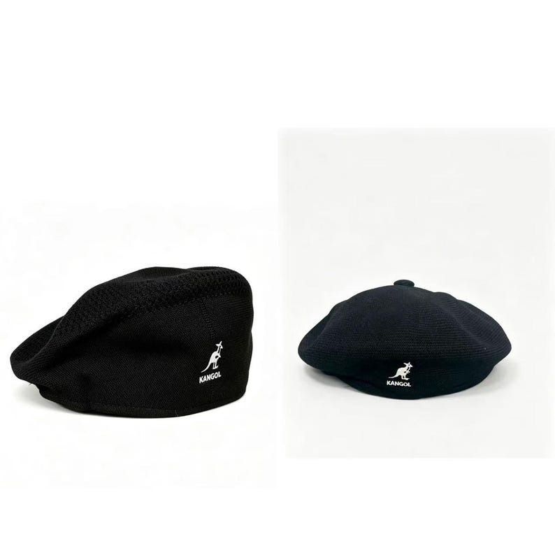 2Pcs Kangol Breathable Mesh Pumpkin & Classic Berets, Unisex Black Summer Hats image 1