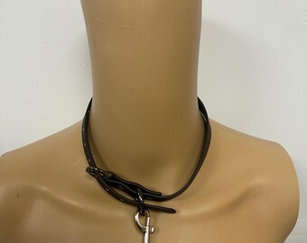 Gothic Thermochrome Kunstleder Choker mit Abnehmbarer Leine