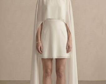 Chiffon Bridal Cape Chiffon bridal wrap,Chiffon wedding dress topper,Sheer chiffon dress cape,Chiffon bridal capelot