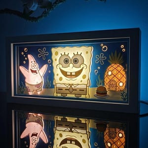 SpongeBob SquarePants Shadow Box Art | Patrick Star & Pineapple House | Bikini Bottom Wall Decor | Nickelodeon Gift | Layered 3D Paper Art