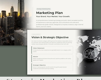 Marketing Plan Pitch Deck Template 60 Slide | Strategic Marketing Strategy Presentation | Business Marketing Proposal | PowerPoint & Canva