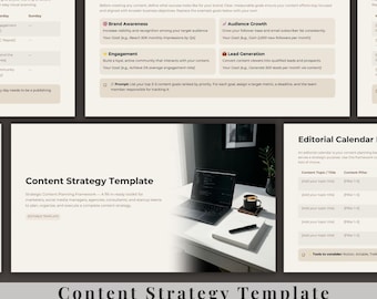 Content Strategy Template, Planning Framework, Marketing Plan (Canva & PowerPoint)