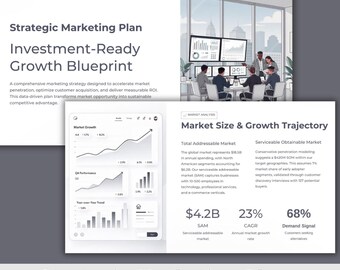 Marketing Plan Presentation Template | Startup Strategy Deck (Canva & PowerPoint, 20 Slides + Icons) Digital Download