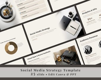 Social Media Strategy Template, Marketing Plan, Content Strategy Template, Canva PPT Toolkit (Digital Download)