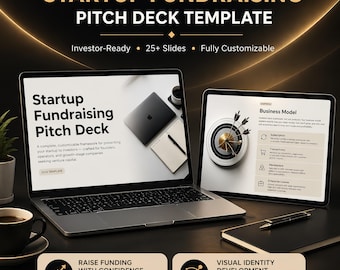 Investor Pitch Deck Template Canva, Startup Fundraising Slides, Business Plan Presentation, VC Pitch Deck, Editable PPT Template