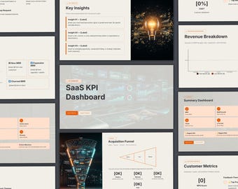 SaaS Growth Strategy Template Canva & PowerPoint, Startup Metrics, MRR Tracker, Investor Report Slides, Business Analytics Presentation