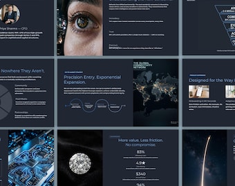 Modern Business Strategy Slides, Startup Investor Pitch Deck Template, Apple Style Editable Canva & PPT, Navy blue