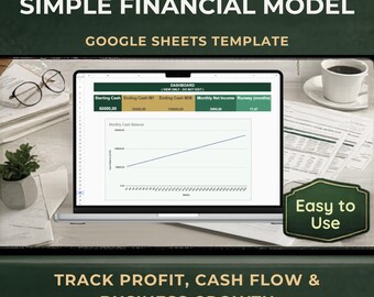 Simple Business Financial Planner, Profit & Cash Flow Tracker, Small Business Spreadsheet (Google Sheets Template)