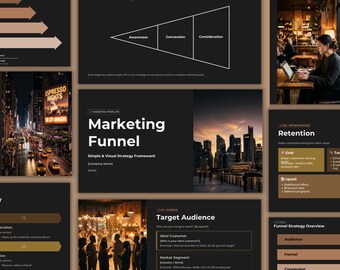 Marketing Funnel Template, Simple Fillable Sales Funnel, Easy Marketing Strategy Framework, Funnel Plan, Canva PowerPoint Business Template