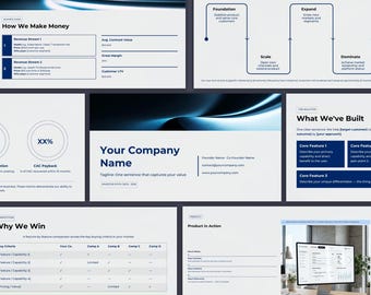 Minimal Business Pitch Deck Template, Modern PowerPoint Presentation, Editable Canva & PPT Business Slides, Navy blue