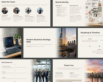 Business Pitch Deck, Minimal Modern PowerPoint Template, Editable Presentation Slides, Professional Canva Template