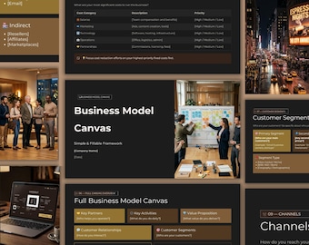Business Model Canvas & PowerPoint Template, Simple Fillable Business Strategy Framework, Startup Planning Slides, Editable BMC Presentation
