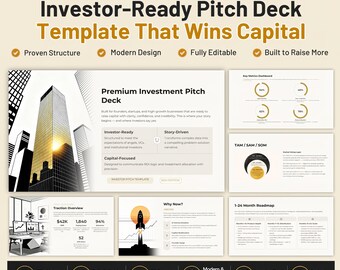Investor Pitch Deck Template Canva, Startup Pitch Deck, Business Plan Presentation, VC Pitch Deck, PowerPoint Slides, Fundraising Template