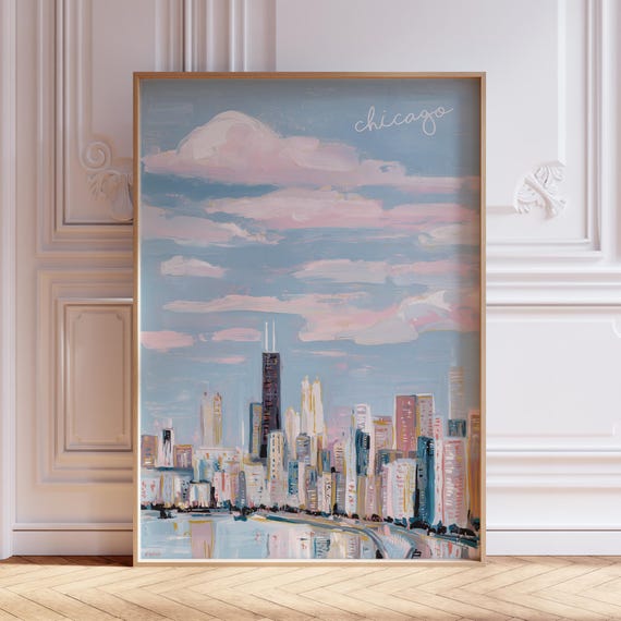 Pastel Blue Chicago Wall Art Print