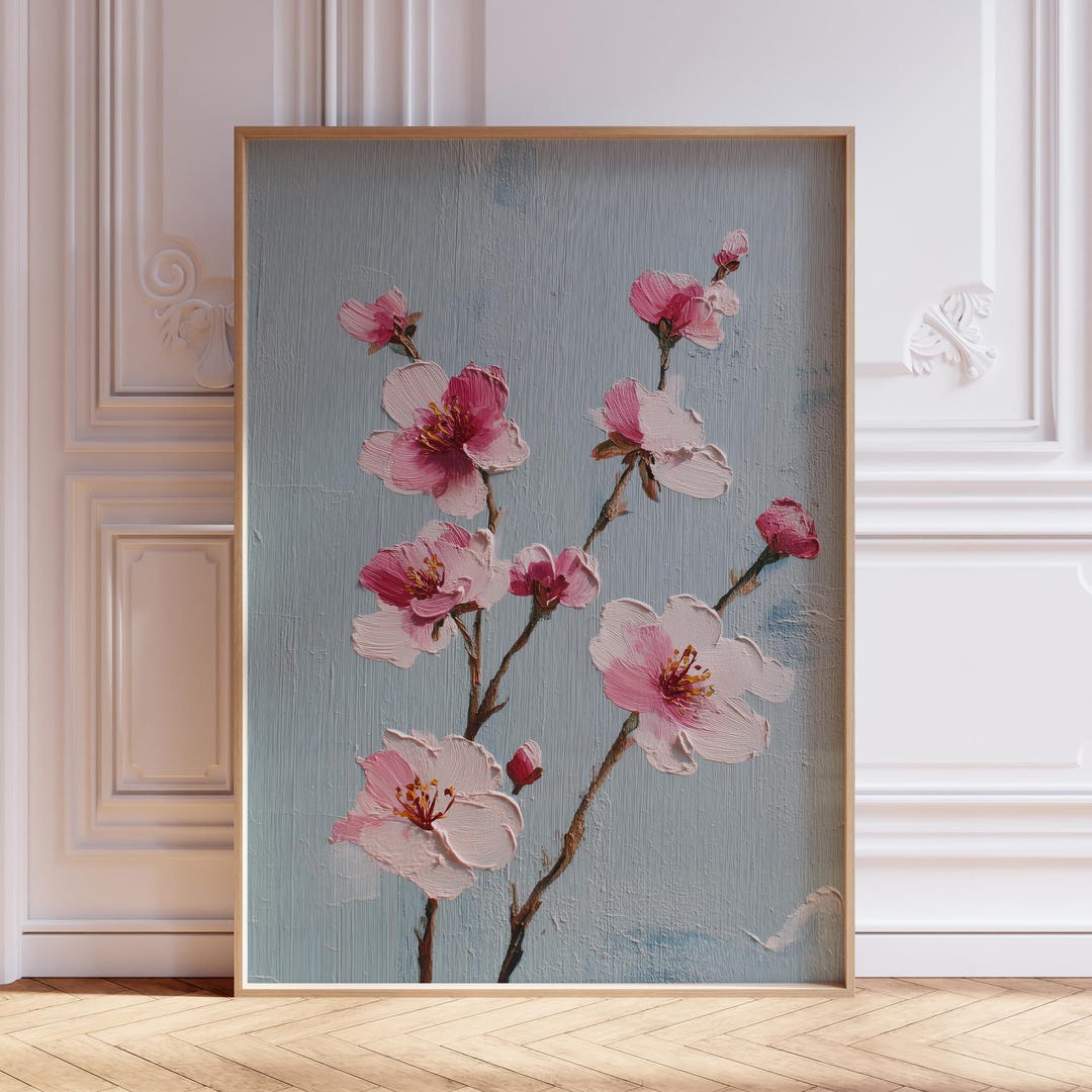 Minimalist Pink Cherry Blossom Wall Art Print | Cherry Blossom Poster ...