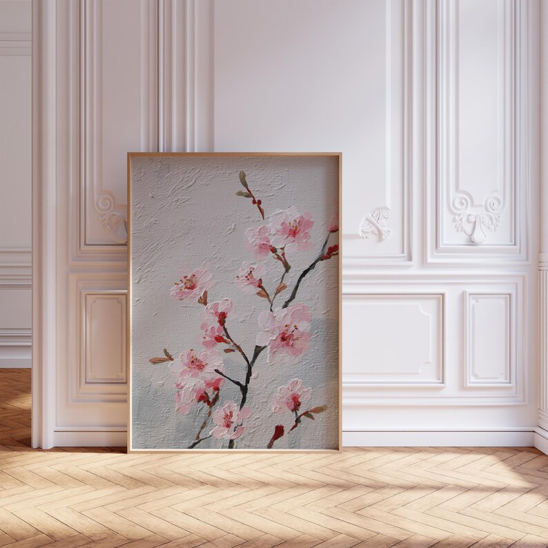 Minimalist Pink Cherry Blossom Wall Art Print | Cherry Blossom Poster ...