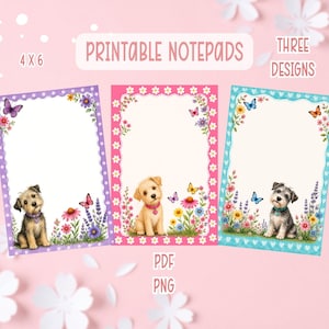 Cute Puppies Printable Notepads | Cute Animals Printable Stationery | Dog Lovers Printable Notepads