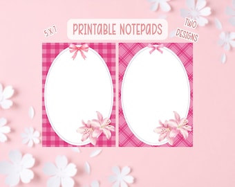 Zestaw do druku notatników z różową kokardką | Notatniki do druku