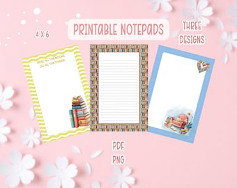 Buchliebhaber druckbare Bündel | Bücher druckbar Briefpapier | Bücherwurm Printable Notepads
