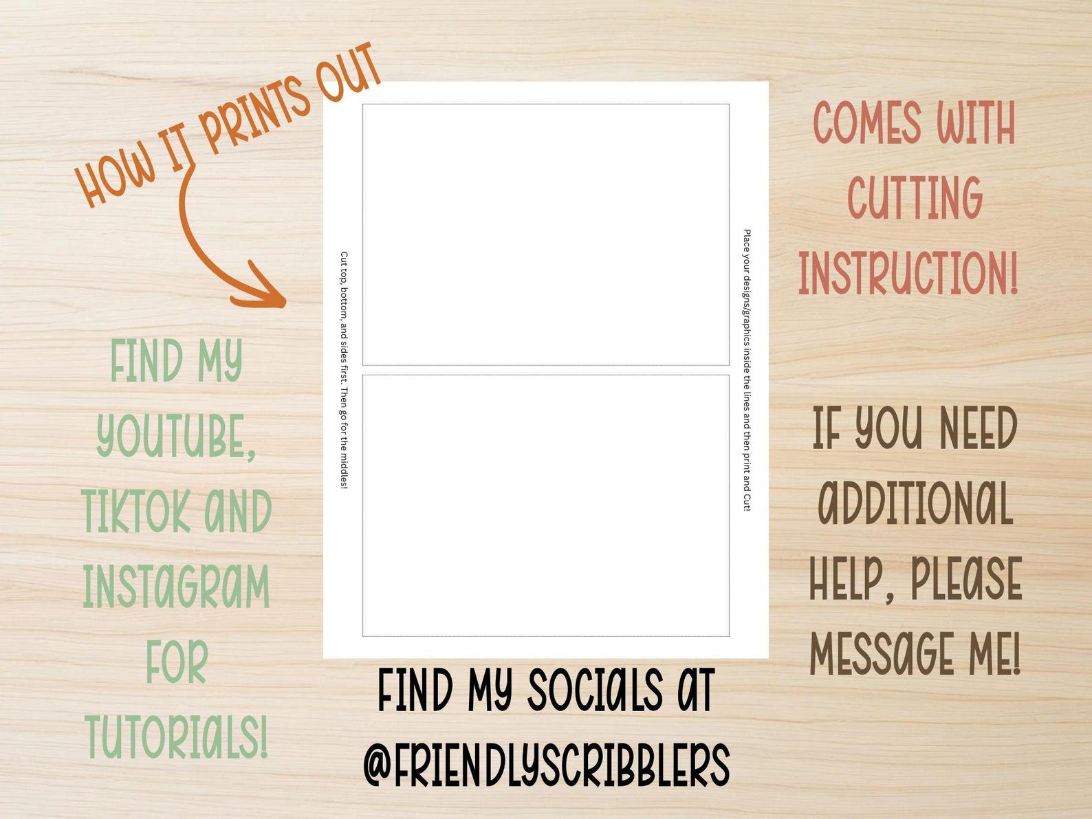 Canva Cut Lines Notepad Printable | Canva Template Notepads | Printable ...