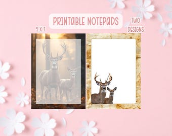 鹿柄の印刷可能なメモ帳 | 雌鹿柄の印刷可能な便箋 | 印刷可能なメモ帳 | 商用ライセンス