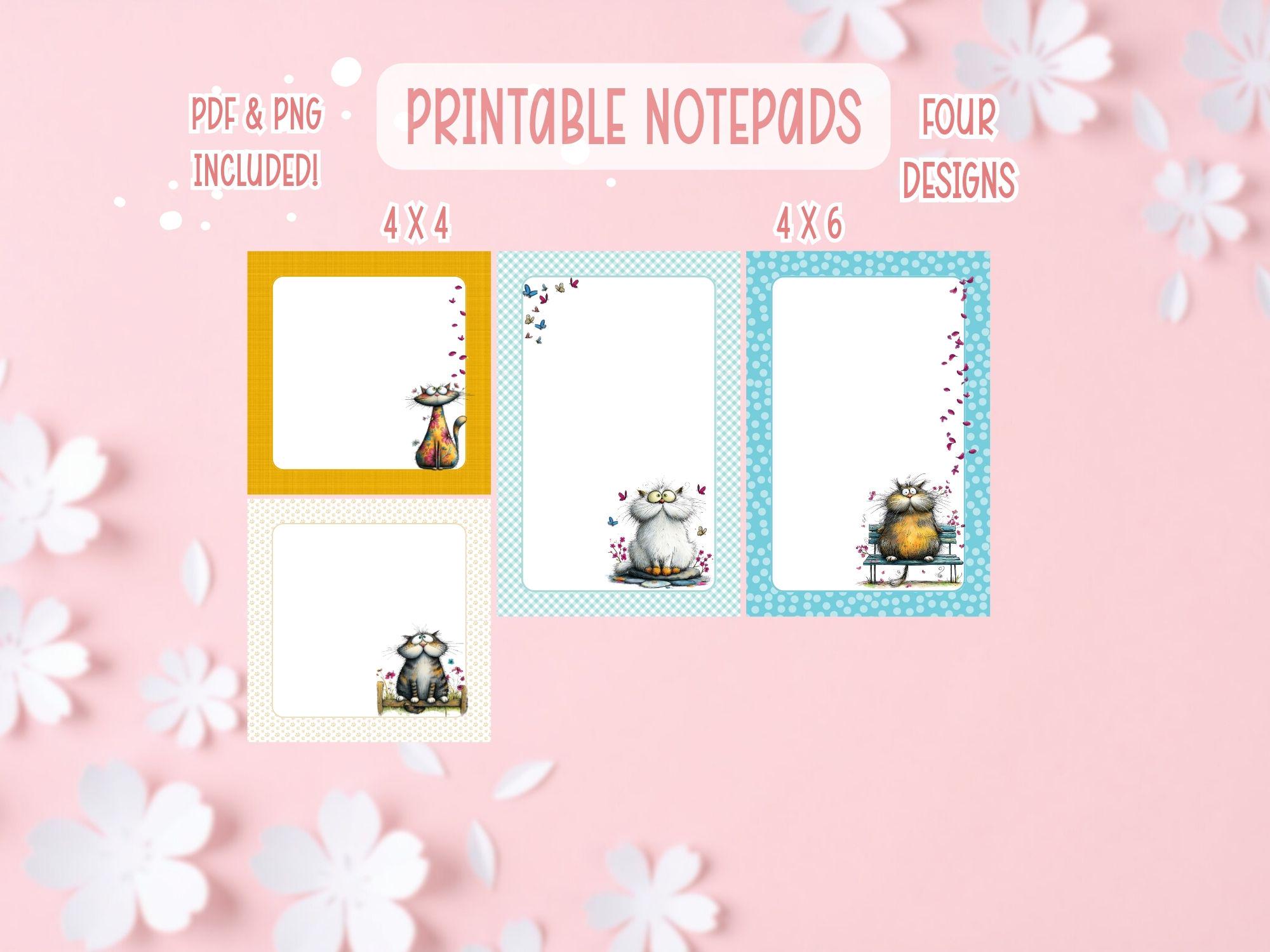 Cat Notepad Printable Bundle | Quirky Cats Printable Notepad | Cute Cat ...