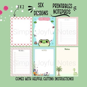 6 Printable Notepads | Toadally Important Notepad | Printable Bundle Notepads